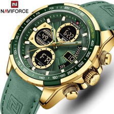 Mens Leather Military Sport Waterproof Watch Quartz Chronograph Wristwatch picture