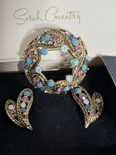 Beautiful Vintage 1950’s Witches Heart Sarah Coventry Earrings & Broich Set  picture