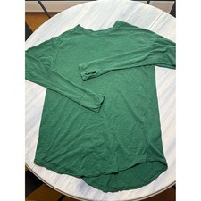 Free People We the Free Arden Tee Long Sleeve Oversized Raw Edge Small Green picture