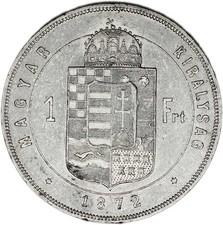 HUNGARY coin 1 Forint 1872 aUNC About Uncirculated RARE picture
