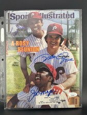 Tony Perez Pete Rose Joe Morgan Signed Sports Illustrated 3/14/83 Phillies JSA picture