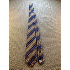 JZ Richards Gallery Collection Men Blue Brown Stripe Royal Mogador Silk Tie USA picture