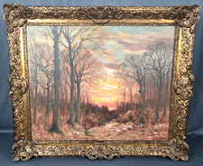 Joseph Charles Francois original wooded landscape sunset oil painting 31