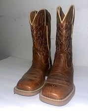 Barely worn Womens Justin Brown Leather Western Cowboy Boots, Square Toe picture