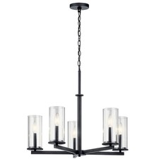 Kichler 43999BK Crosby 5-Light Chandelier Black Clear Glass picture