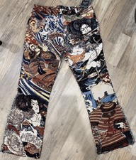 Rebel Vengeance Pants Men's 36x32  Samurai Koi Fish Gothic Cargo Stacked NWT picture