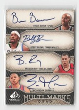 2009-10 SP Game Used Quad Auto Bruce Bowen Brandon Roy Eric Gordon Brown 37/50 picture