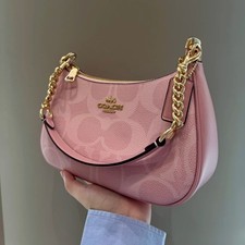 COACH Teri Shoulder Bag In signature canvas/Powder Pink New CAL51 picture