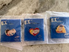 Vintage 1982 Universal Studios E.T.  3 Pin Lot Extra Terrestrial Jewelry Sealed picture