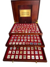 Vintage A Treasury of US Christmas Stamps Complete Set in Wooden Box Complete picture