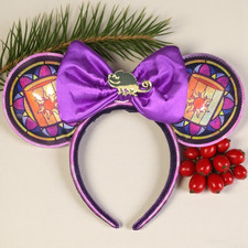Loungefly Disney- Tangled Rapunzel Stained Glass Purple Princess Ears Headband picture