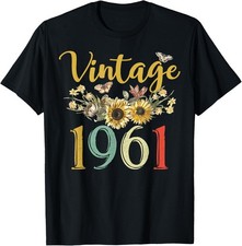 Vintage 1961 Sunflower 65th Birthday Awesome Since 1961 T-Shirt unisex T-Shirt picture