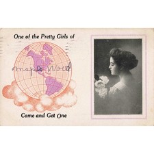 Vintage 1914 Maplewood Missouri Postcard Pretty Girls Globe St Louis Postmark picture