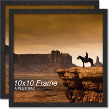 10x10 Picture Frame Set of 2 Black Wall Mount Lightweight Engineered Wood for picture