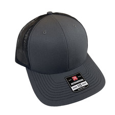 RICHARDSON STYLE 112-FP Adult Gray Adjustable SnapBack Meshback Trucker Hat Cap picture