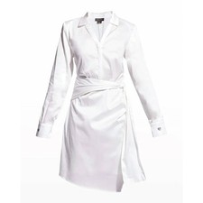 NWT AS by DF Heart On My Sleeve White Wrap Shirt Dress Size L picture