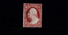 1851-7 U.S.CLASSIC 3c Dl Red Washington Ty II IMPERF Sc#11A Scarce Blue Cancel picture
