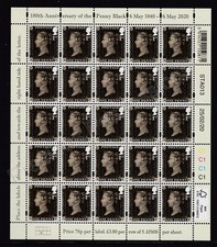 GB SG MS4355 MNH MINT STAMP SHEET 2020 180TH ANNIVERSARY OF THE PENNY BLACK picture