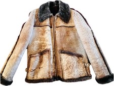 VTG 70s MAKRAY Designers of Fur Marlboro Man Shearling Coat Sz 44 Damaged Sleeve picture