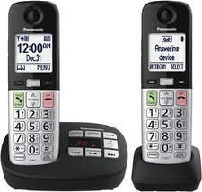 Panasonic Expandable Cordless Phone Answering Machine Call Block 2 Handset Black picture