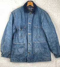 Vtg 70s Sears Work N Leisure Denim Chore Jacket Mens Large 42 Blanket Lined Coat picture