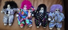 Lot Of 4 Vintage Q-Tee Clown Dolls Hand Painted Faces With Sand picture