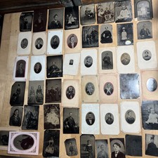 49 Antique Victorian Tintype Photos Lot Men & Women & Kids - Z2 picture