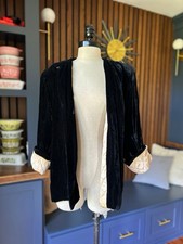 Vintage 1940s Velvet Opera Coat- Flawed Eveningwear Silk Rayon Diamond Quilt picture
