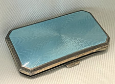 English Sterling Silver and Light Blue Starburst Enamel Case. Well Hallmarked. picture