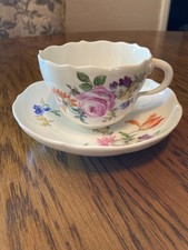 Meissen Scattered Flowers Porcelain Cutout Cup With Saucer picture