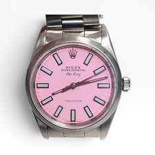 W/Papers 1993 Rolex Air King Precision 34mm Pink Dial Steel Watch 14000 picture
