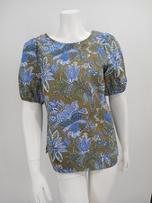Talbots Tie Back Lively Top Balloon Sleeve 100% Cotton Size S Floral Multicolor picture
