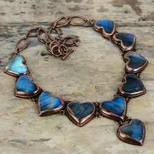Labradorite Electroformed Adjustable Necklace Handcrafted Copper Holiday 18.0