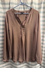 Torrid Brown Long Sleeve Button-Up Blouse Size 2 picture