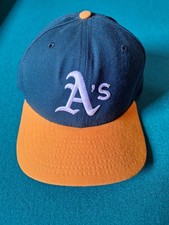 Vintage 90s Oakland Athletics A’s New Era MLB Logo Snapback Hat Cap, New No Tags picture