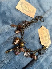 Vintage Grandmother’s Buttons glass metal multi charm bracelet new w tags picture