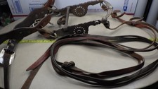 Rare Vintage Horse Bit Sterling Overlay E Garcia Mullen Cricket Wagon Wheel picture
