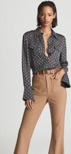 Reiss Navy/Red Lola Printed Shirt Women's US SIZE 10 NEW $260.00 #X picture