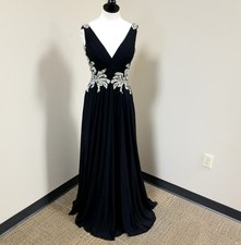 JVN by Jovani SZ 4 Black Pleated Prom Evening Gown Rhinestones Marilyn Monroe picture