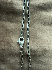 David Yurman Signed 925 Sterling Silver Rope Chain Necklace, Lobster, Silver picture