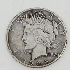 1934-D Peace Silver Dollar $1 Better Date 90% Silver Denver Mint Circulated picture