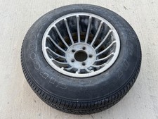 Vintage 15” Turbine Style Aluminum Wheel Rim 5 Lug Black Silver Restoration picture