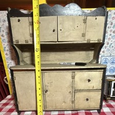 Antique Toy Kitchen Cabinet Cupboard Wooden 18 by 16 Inches. Very Rare Find picture
