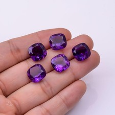 50 Ct GIE Certified Natural Purple Amethyst Cushion Cut 5 Pcs Loose Gemstone Lot picture