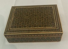 Vtg. Middle Eastern Persian Khatam Kari Jewelry Box Micro Mosaic Pattern picture