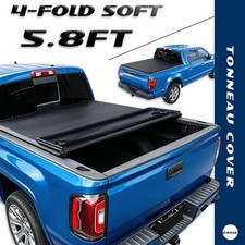 4-Fold Soft Tonneau Cover For 07-26 Chevy Silverado GMC Sierra 1500 5.8FT  Bed picture