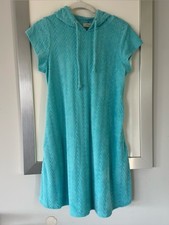 Turquoise Terry Cloth Beach Hoodie Sz M br Y2K Revival Resort Wear Coastal Retro picture