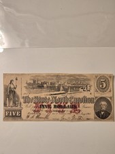 1863 $5 North Carolina Confederate Note Crisp picture