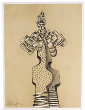 VLADIMIR CORA CRAYON PASTEL PAPER 1985 SIGNED SURREALIST ABSTRACT MEXICAN MASTER picture