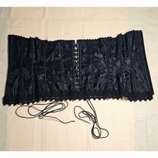 Vintage Frederick's of Hollywood Black Floral Lace Corset Belt Waist Cincher picture